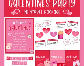 Galentine's Day Party Printable Package, Galentine's Day Party Package, Galentine's Day Party Signs, Valentine's Day Party Signs, AWD-25