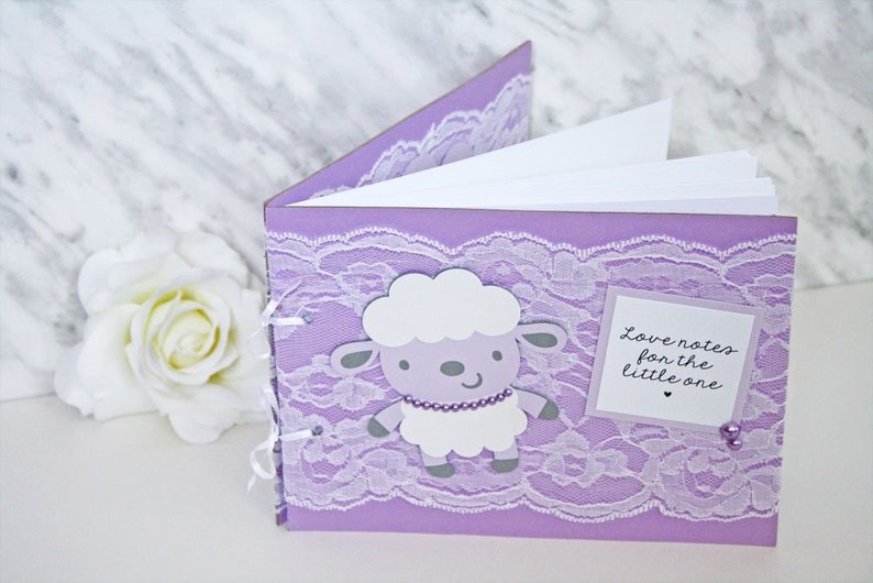 Baby Shower Guest Book Purple Lace Lamb Baby Shower Guest Book Lamb Baby Shower Guest Book Baby Guest Book Lamb Baby Shower