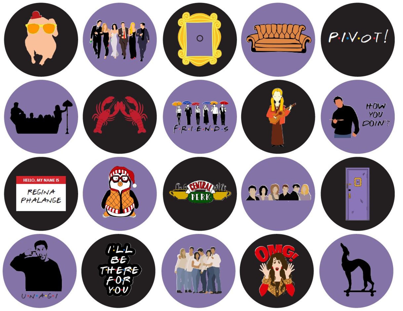 Friends TV Show Cupcake Toppers Friends Party Cupcake | Etsy