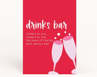 Galentine's Day Party Drinks Bar Sign Printable, Galentines Drinks Sign, Galentine's Day Drinks Sign, Valentine's Drinks Sign, Drink, AWD-25