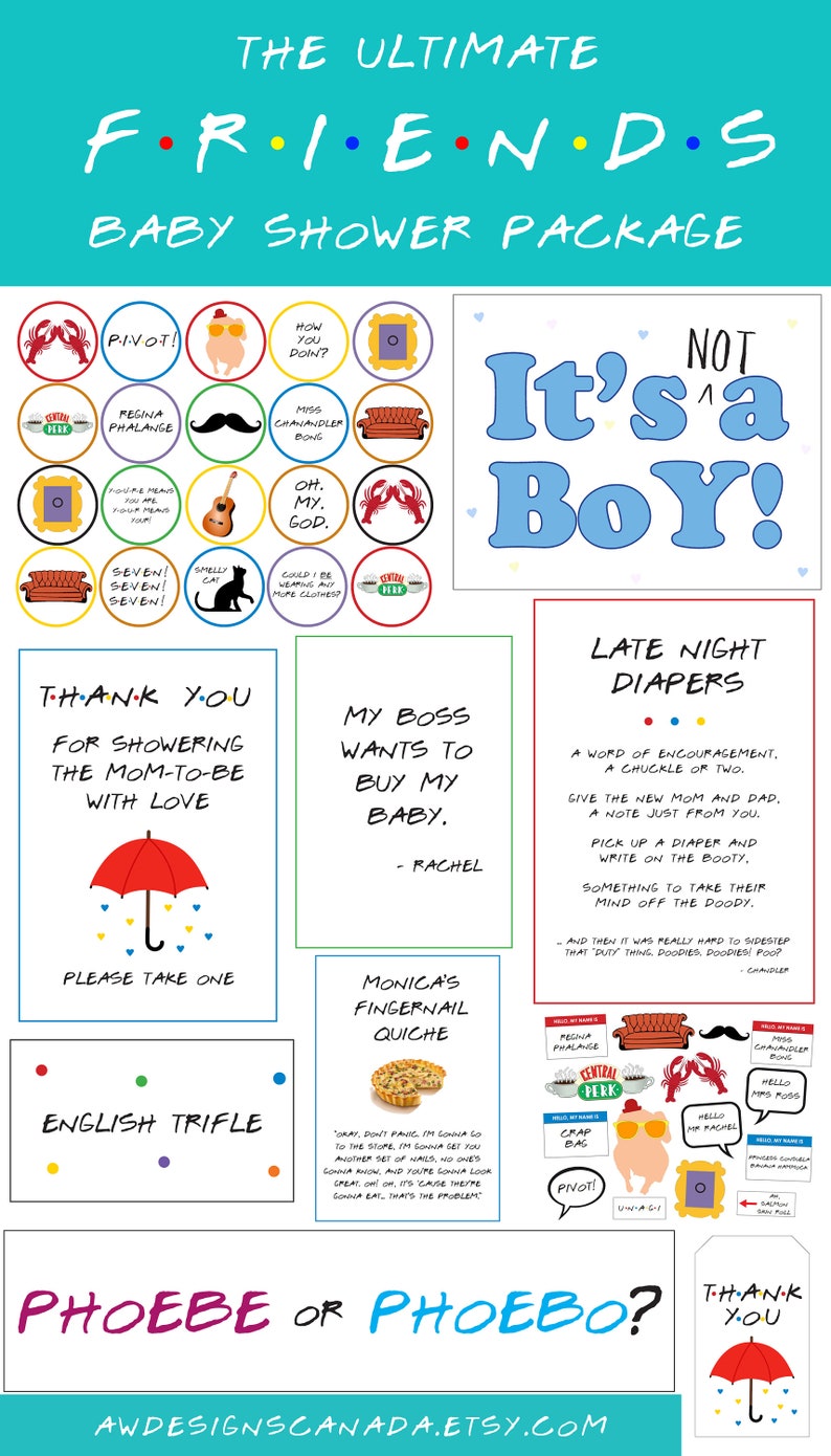 Friends TV Show Phoebe's Cups and Ice Sign Printable Etsy