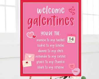 Galentine's Day Party Welcome Sign Printable, Galentines Welcome Sign, Galentine's Day Welcome Sign, Valentine's Day Welcome Sign, AWD-25