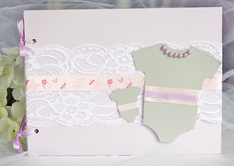 Lavender Blush Pink And Grey Onesie Babyshower Guest Book Etsy