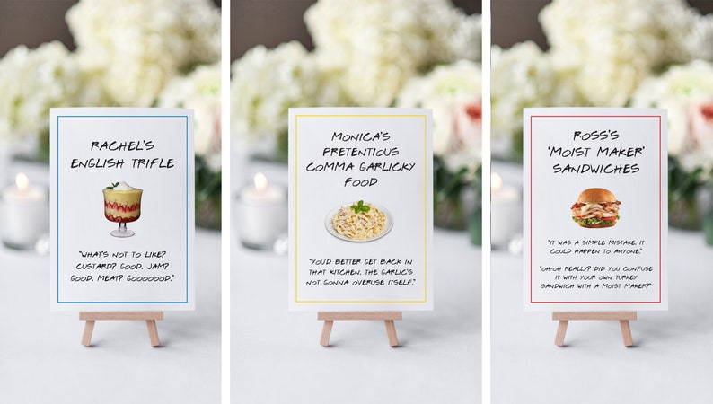 Friends TV Show Food /& Drink Signs Friends Party Food and Drink Signs Friends Party Food Signs AWD-10 Friends Ross Margarita Sign