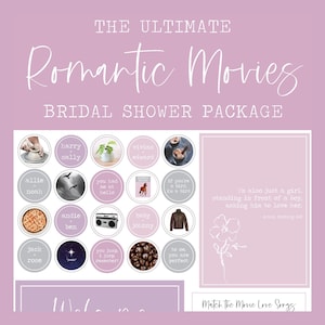 Pacote para impressão de chá de panela com filme romântico (PDF)