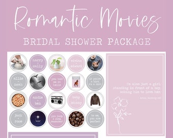 Ultimate Romantic Movies Bridal Shower Printable Package, Rom Com Bridal Shower Package, Romantic Movies Bridal Shower, AWD-20