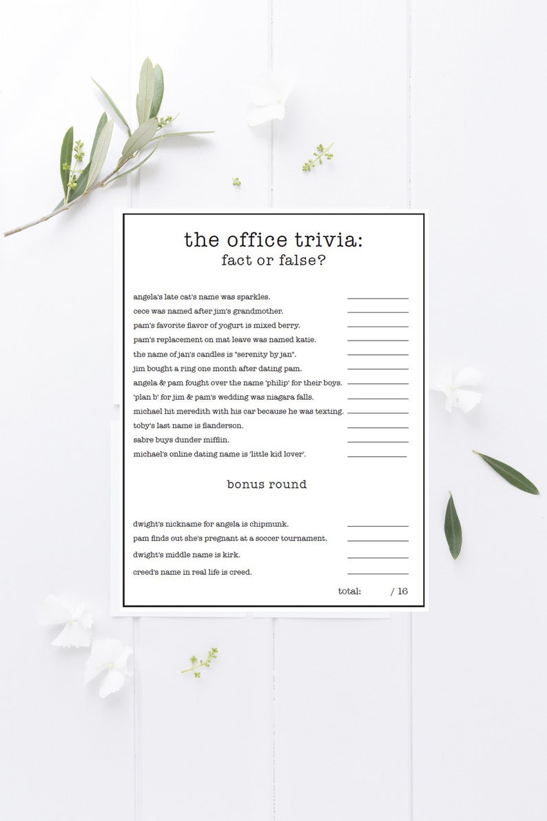 The Office TV Show Party Trivia Game Printable Office Party Etsy