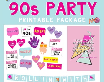 Ultimate 90s Party Printable Package, 90's Party, 90s Party Printables, Girls Just Wanna Have Fun, 90's Party, 90s Party Signs, AWD-21