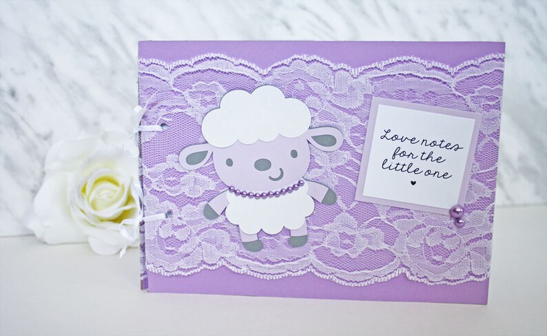Baby Shower Guest Book Purple Lace Lamb Baby Shower Guest Book Lamb Baby Shower Guest Book Baby Guest Book Lamb Baby Shower