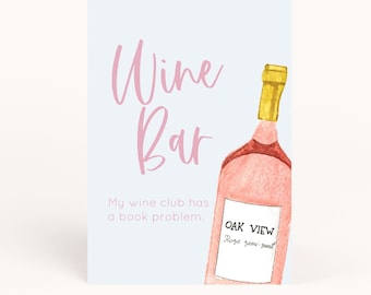 Book Club Wine Bar Sign Printable, Book Club Wine Sign, Book Themed Party, Book Themed Wine Sign, Book Wine Sign, Book Club Signs, AWD-27