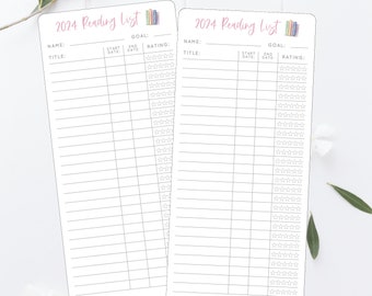 Book Club 2024 Reading List Tracker Bookmark, Reading List Tracker, 2024 Reading List, Book Bookmark, Book Challenge Bookmark, AWD-27