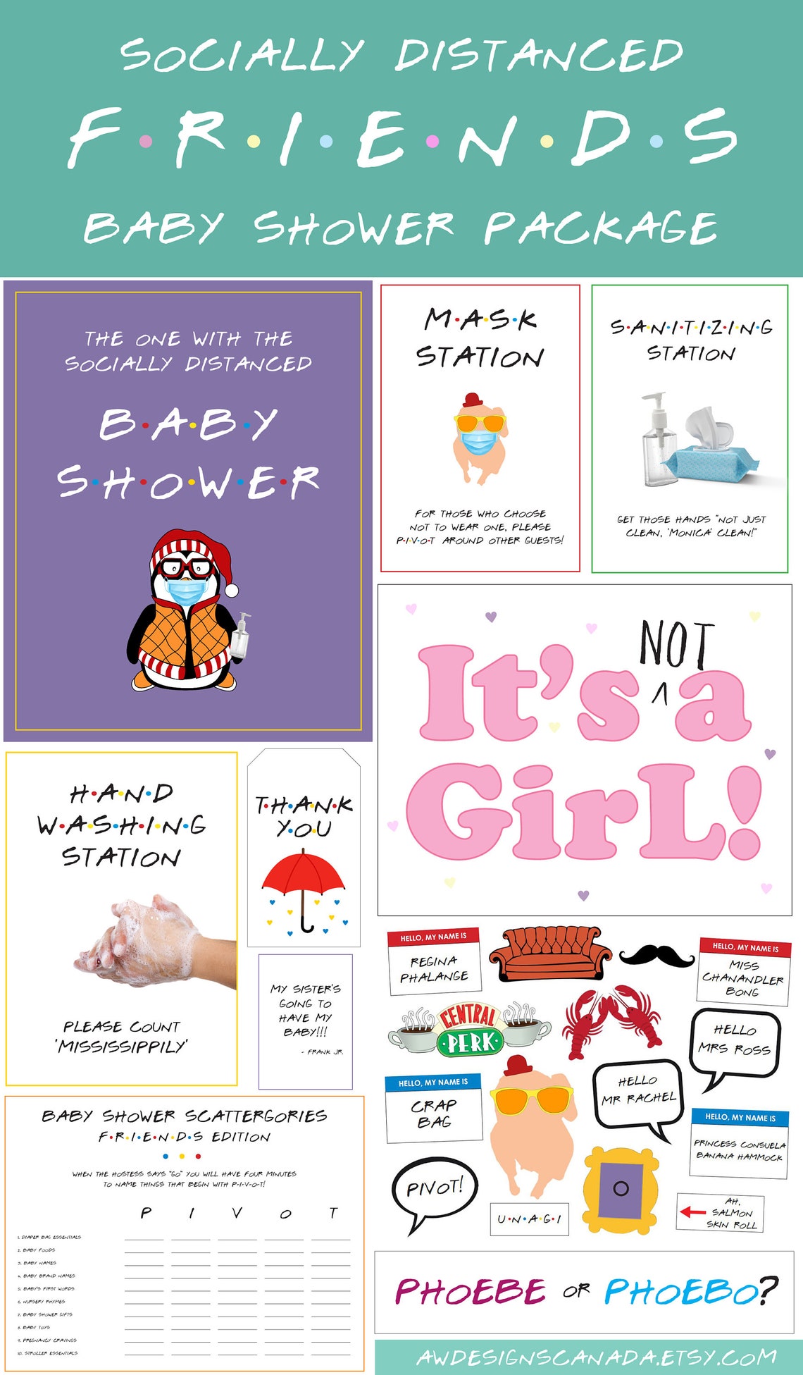 Friends TV Show Baby Shower Don't Say Baby Game Printable  Etsy