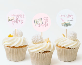 Book Club Cupcake Topper Printables, Book Themed Cupcake Toppers, Book Cupcake Toppers, Book Lovers Cupcake Toppers, Book Club Signs, AWD-27