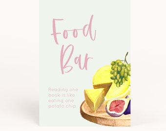 Book Club Food Sign Printable, Book Club Party Sign, Book Themed Party Sign, Book Themed Food Sign, Book Club Signs, Book Party, AWD-27