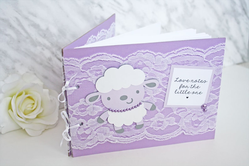Baby Shower Guest Book Purple Lace Lamb Baby Shower Guest Book Lamb Baby Shower Guest Book Baby Guest Book Lamb Baby Shower