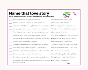 Rom Com Love Story Bridal Shower Game Printable (Digital Download)