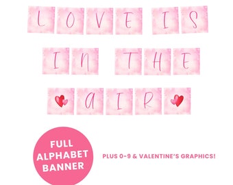 Valentine's Day Bridal Shower Full Alphabet Banner Printable, Valentines Banner, Valentine's Day Banner, Valentine's Day Banner, AWD-26