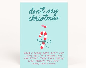 Romantic Christmas Movie Party Don't Say Christmas Printable, Holiday Movie Game Printable, Romantic Holiday Movie Party Game Sign, AWD-22