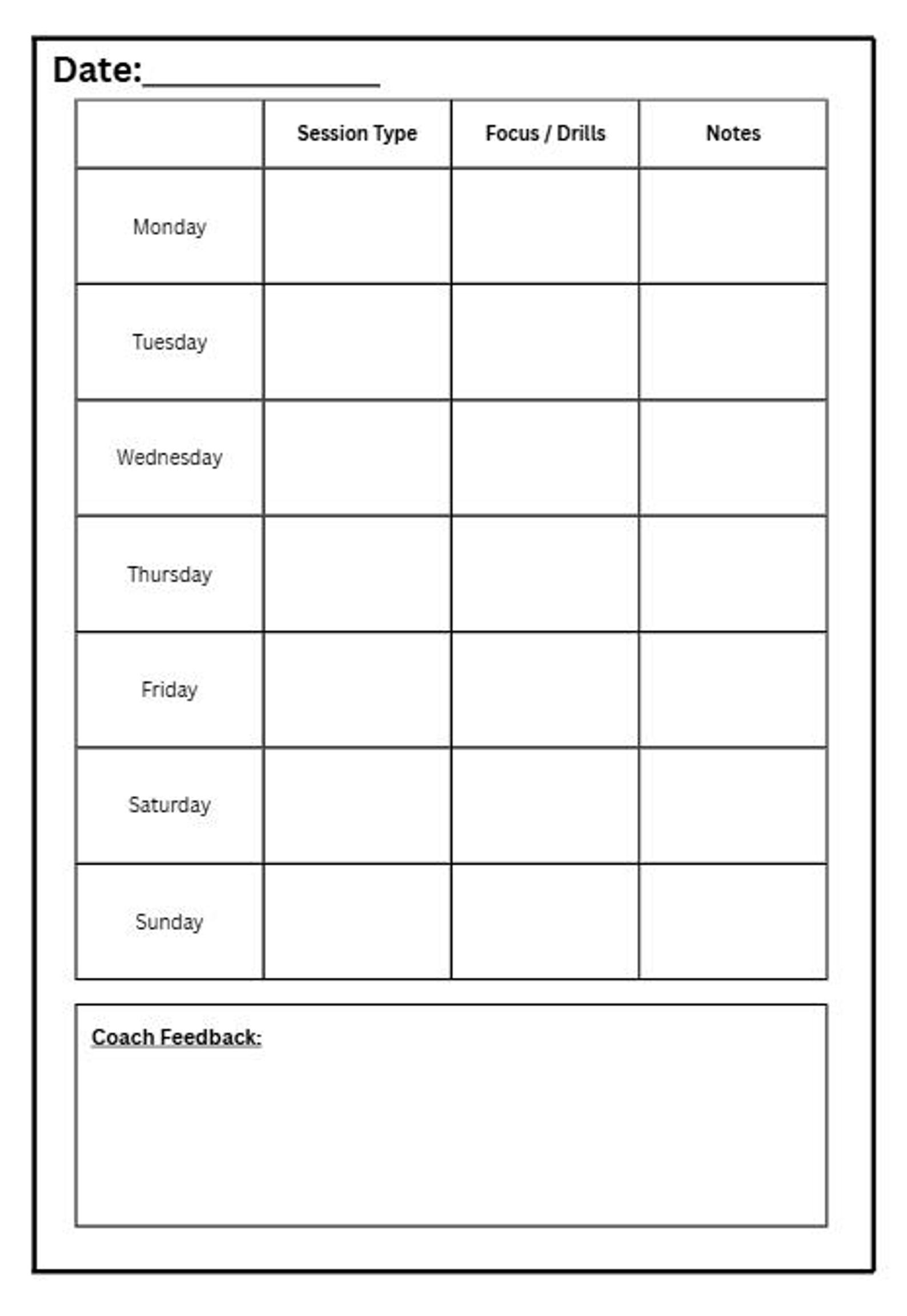 Boxing Training Tracker / Printable - Etsy
