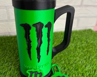 Monster groene en zwarte blikjeshouder - luchtdicht deksel, blikopener en geheim schroefvakje - cadeau voor gamers/geeks