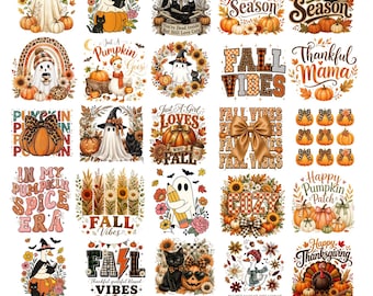 Fall PNG Bundle, Autumn PNG Bundle, Coquette Fall Png, Pumpkin Design, Thanksgiving Bundle Png, Trendy Fall, Commercial use, Digital File
