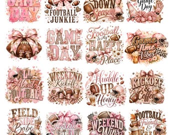 Fußball-PNG-Bundle, Spieltag, gestreift, Fußballfan, Mama, Touchdown-Saison, Preppy, kokett, Schleife, mädchenhaft, Preppy, Fußball-Sublimation, Download