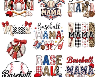 Pacchetto PNG Baseball Mama: Disegni per magliette da partita (Download digitale)