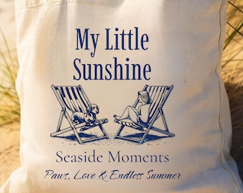 Dachshund Tote Bag, Canvas Dog Walking Bag, Seaside Quote Design