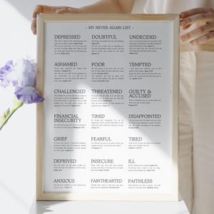 Impresión de versículos bíblicos inspiradores: Mi lista de "Nunca más" (descarga digital) / Arte mural imprimible / Escritura