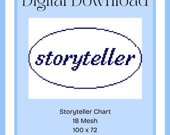 Storyteller Needlepoint Pattern Digital Download | Instant Pdf File Beginner Chart Lawyer Gift Canvas Ornament Embroidery Design 18 Mesh