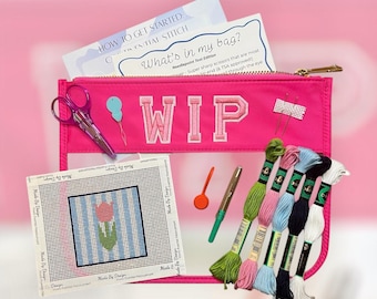 Stripe Tulip Beginner Needlepoint Kit | Grandmillenial Style Nancy Meyers Decor Budget Friendly