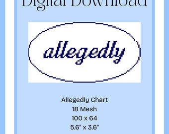 Allegedly Needlepoint Pattern | Beginner Needlepoint Canvas Chart Digital Download Pdf Embroidery 18 Mesh Round Ornament Diy Project Lawyer