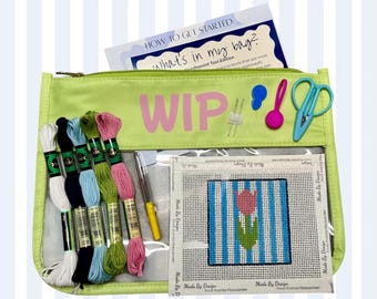 Stripe Tulip Beginner Needlepoint Kit | Grandmillenial Style Nancy Meyers Decor Budget Friendly