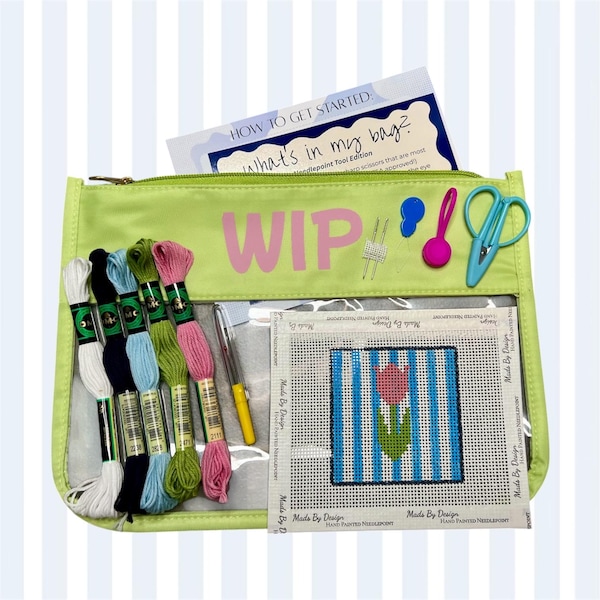 Stripe Tulip Beginner Needlepoint Kit | Grandmillenial Style Nancy Meyers Decor Budget Friendly
