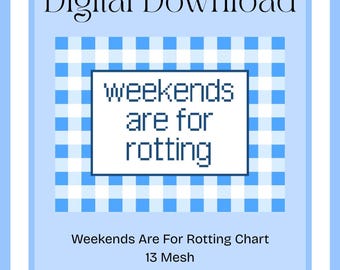 Beginner Needlepoint Pattern | Digital Download Funny Chart Modern Design Weekend Quote Canvas Project Pillow Idea Introvert Gift Humorous