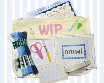 OMW Luggage Tag Beginner Needlepoint Kit | Budget Friendly On My Way Travel Accessory Craft Project