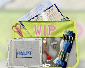 NDLPT Beginner Needlepoint Kit | Bag Charm, Patch, On-the-Go Hobby, Budget Friendly, Needlework Craft