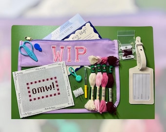 OMW Luggage Tag Beginner Needlepoint Kit | Budget Friendly On My Way Travel Accessory Craft Project
