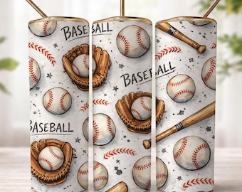 Baseball Tumbler Wrap PNG, Sports 20oz Skinny Sublimation Design, Vintage Baseball Pattern Cup Wrap, Player Fan Gift Drinkware