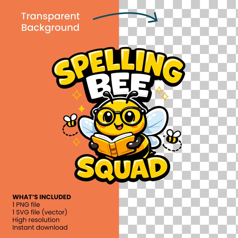Spling Bee Spelling Bee Squad SVG PNG | Cute Bee Reading Design | School Spelling ...