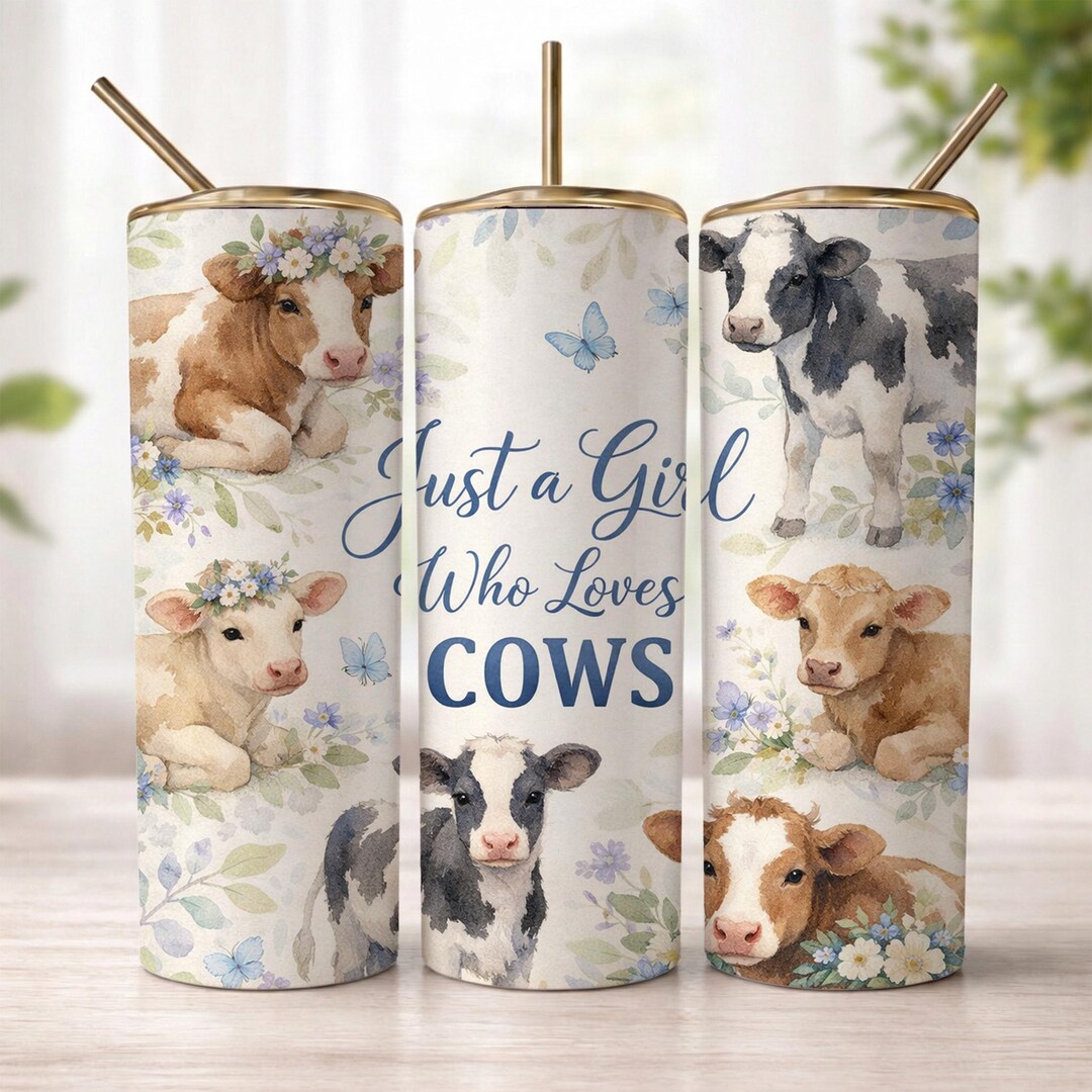 Cow Tumbler Wrap PNG, Just a Girl Who Loves Cows Design, 20oz Skinny ...