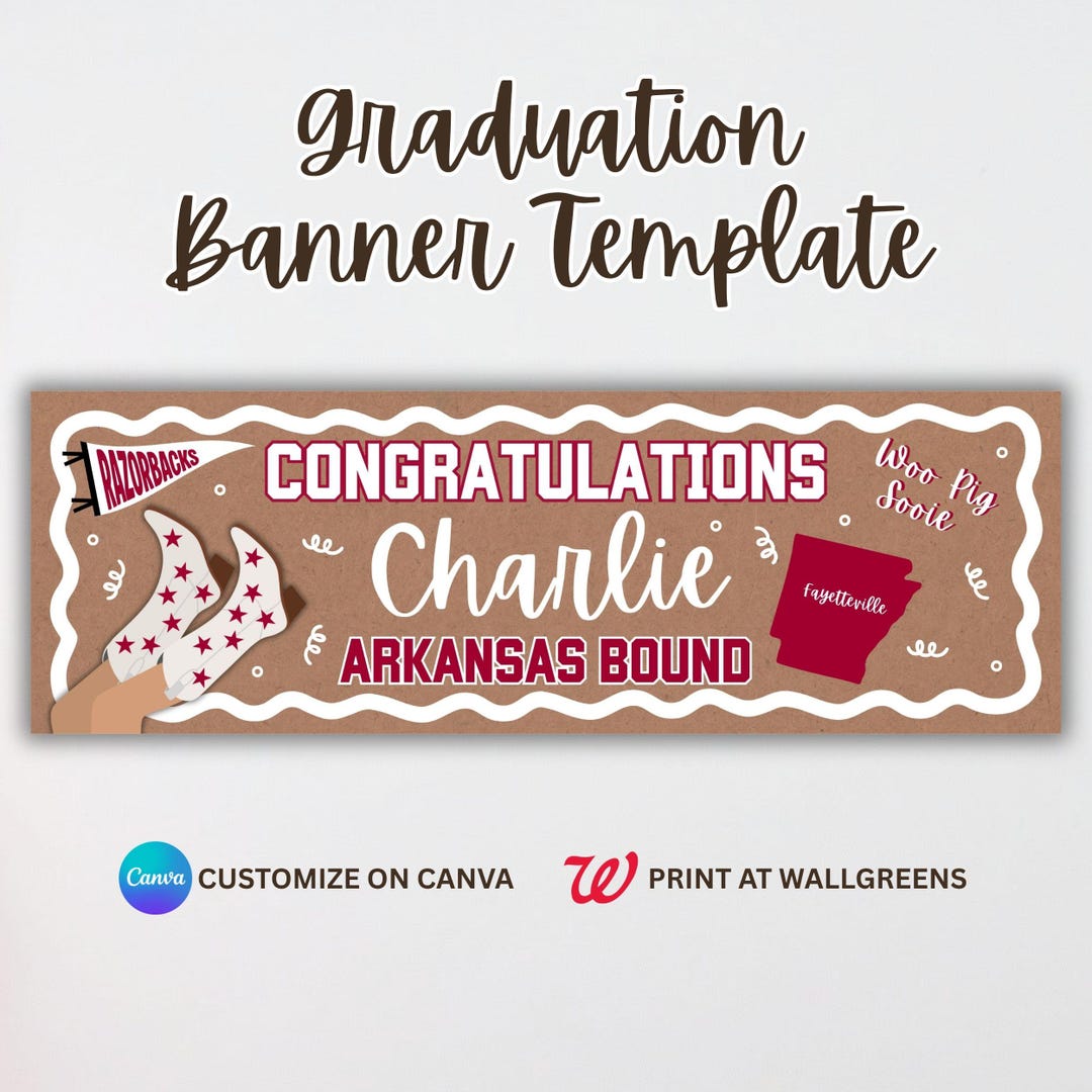 Arkansas Bound Banner | Graduation Party Template | Arkansas University ...