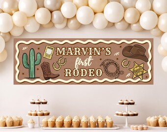 First Rodeo Birthday Banner Personalized Template, Editable Western Party Decor, Cowboy Cactus Decor, 1st Birthday Printable Sign, Walgreens