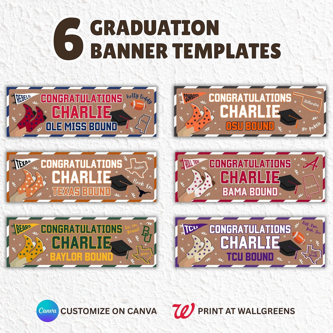6 Graduation Banner Templates | College Bound Banner - Ole Miss, Texas ...
