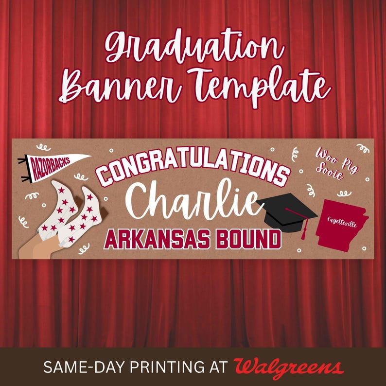 Arkansas Bound Banner | Graduation Party Template | Arkansas University ...