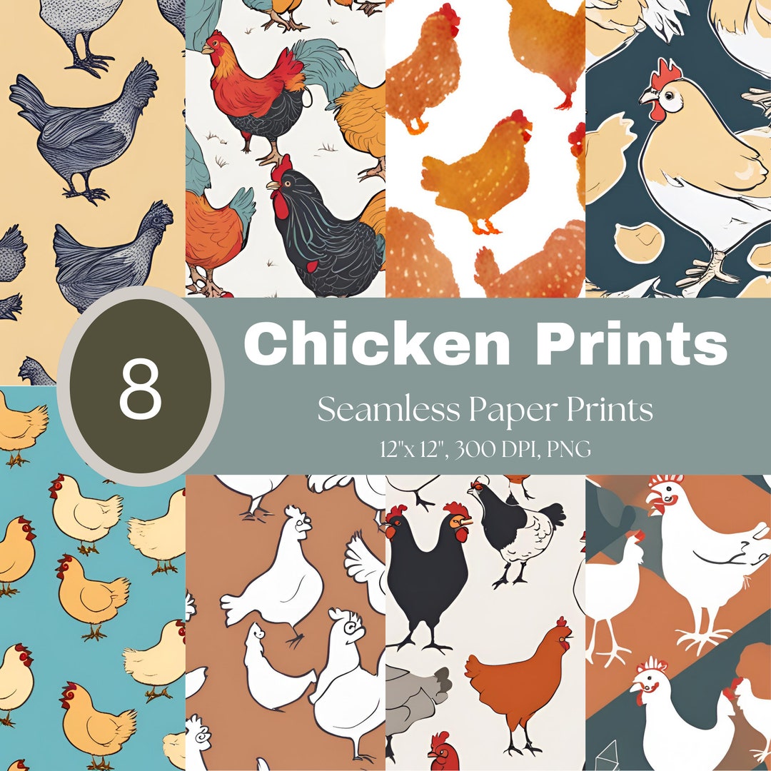 Chicken Pattern, Cute Chicken, Digital Paper, Commercial Use Download ...