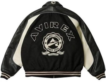 Aviator Black Varsity Leather Jacket, Genuine Cowsoft Racing Style Bomber Jacket, Streetwear Biker Outerwear