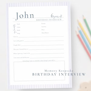 Geburtstag Interview Printable Erinnerungsseite: Kindheit Andenken Journal (8.5" x 11")