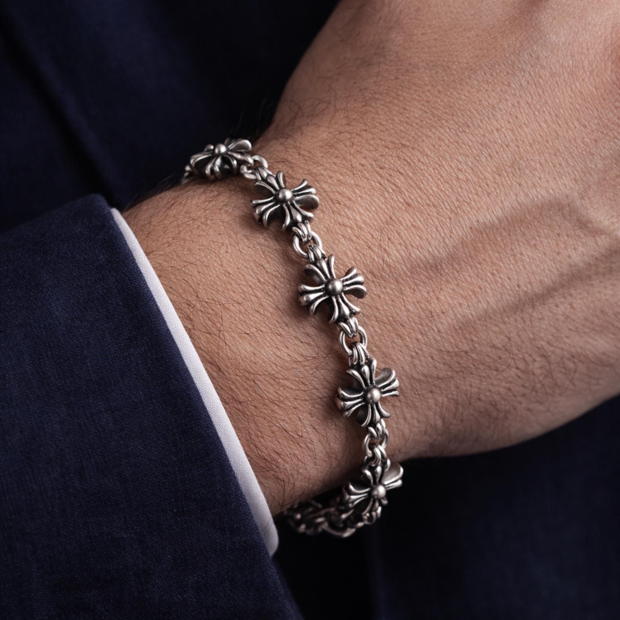 Vintage Chrome Hearts Cross Flower Bracelet - Etsy display picture 1