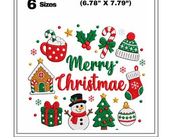 Merry Christmas Embroidery Design Bundle, Festive Holiday Files (PES, DST, JEF)